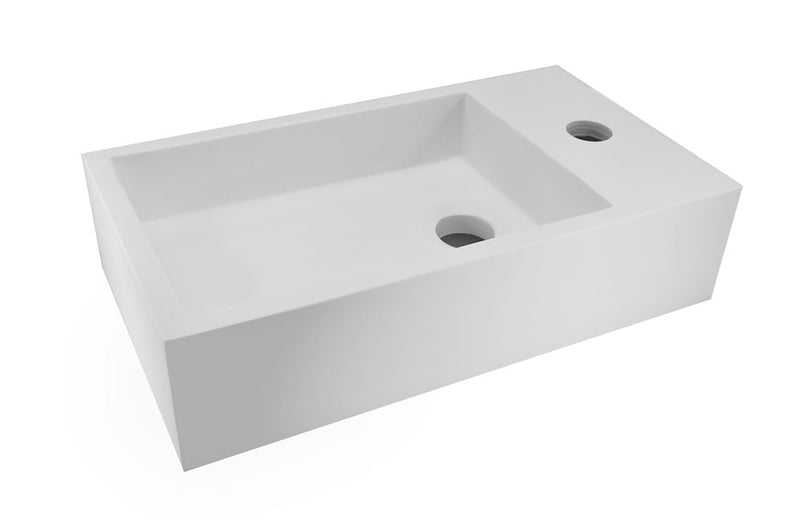 Wiesbaden Solid surface fontein rechts 40 x 22 x 10 cm mat wit