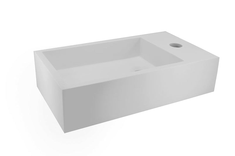 Wiesbaden Solid surface fontein rechts 40 x 22 x 10 cm mat wit