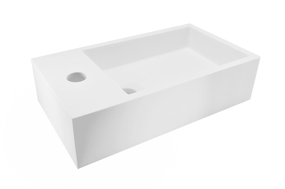Lotte fontein links 40 x 22 x 10 cm solid surface mat wit – Wiesbaden – Mat Wit – Fonteinen | Dealplein