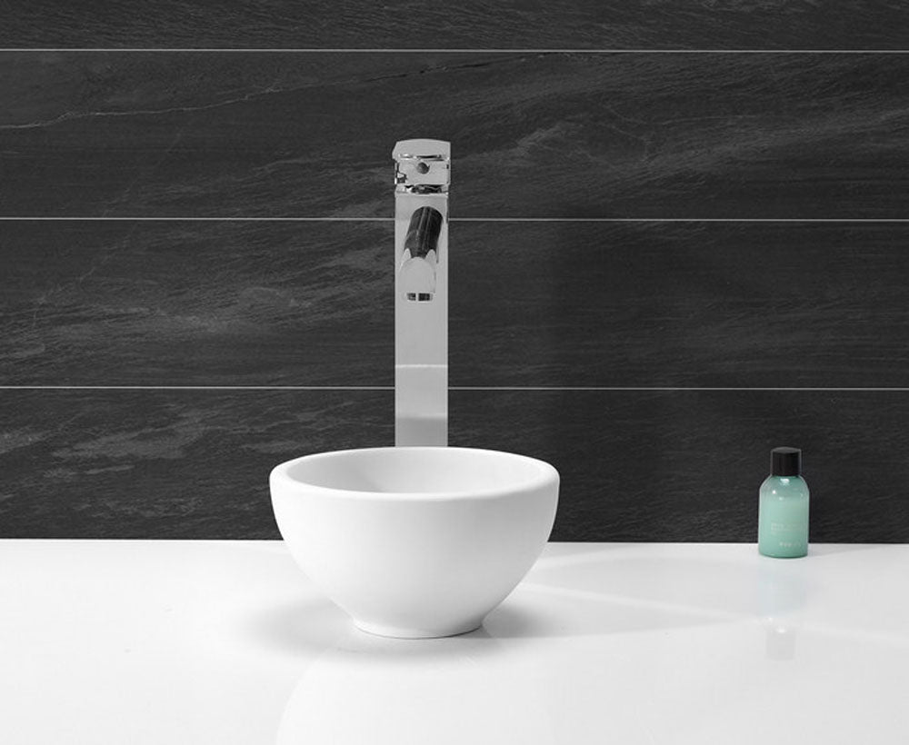 Productafbeelding – Tessa waskom rond 20 x 11 solid surface mat wit