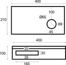 Oak planchet 40 x 21 x 10 cm rechts - maattekening