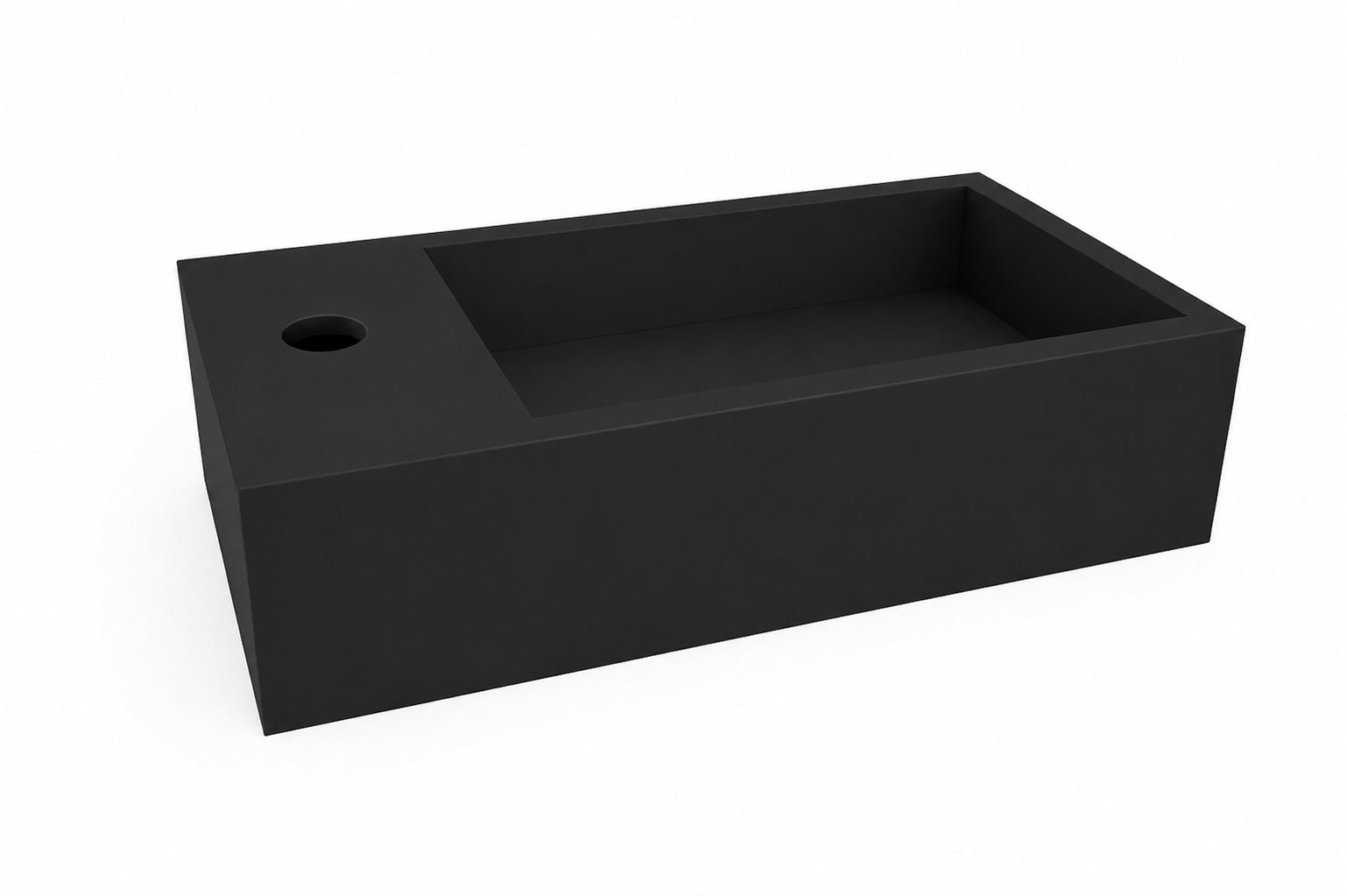 Lotte fontein links 40 x 22 x 10 cm solid surface mat zwart – Wiesbaden – Mat Zwart – Waskom | Dealplein