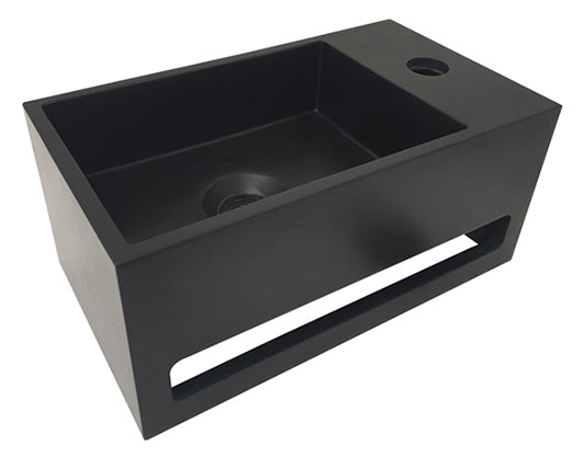 Julia fontein rechts 35 x 20 x 16 cm solid surface mat zwart – Wiesbaden – Mat Zwart – Fontein | Dealplein