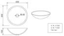Maattekening – Valerie waskom rond 43 x 13 cm solid surface mat zwart