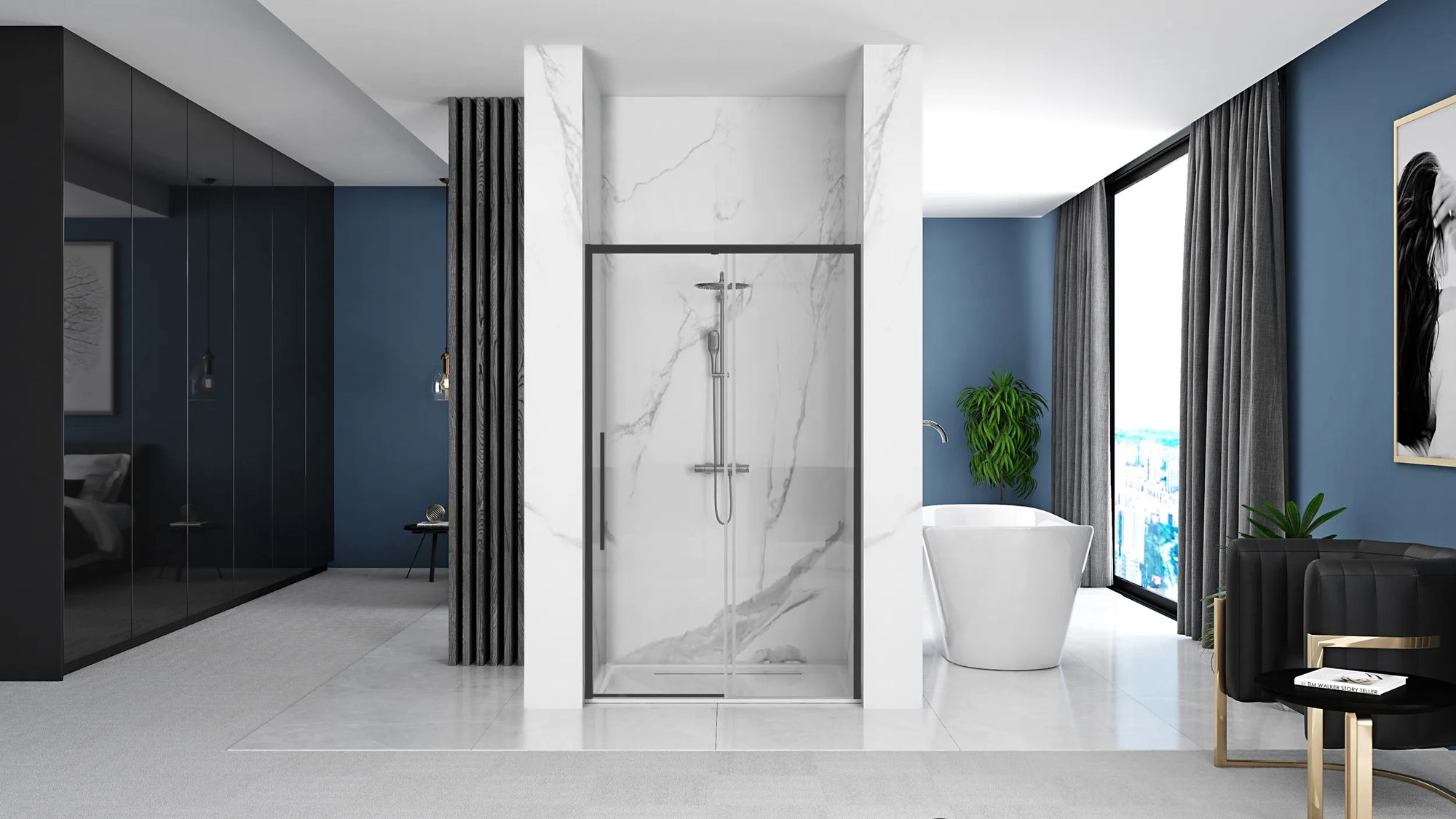 Douchedeur Rea Solar BLACK MAT 150