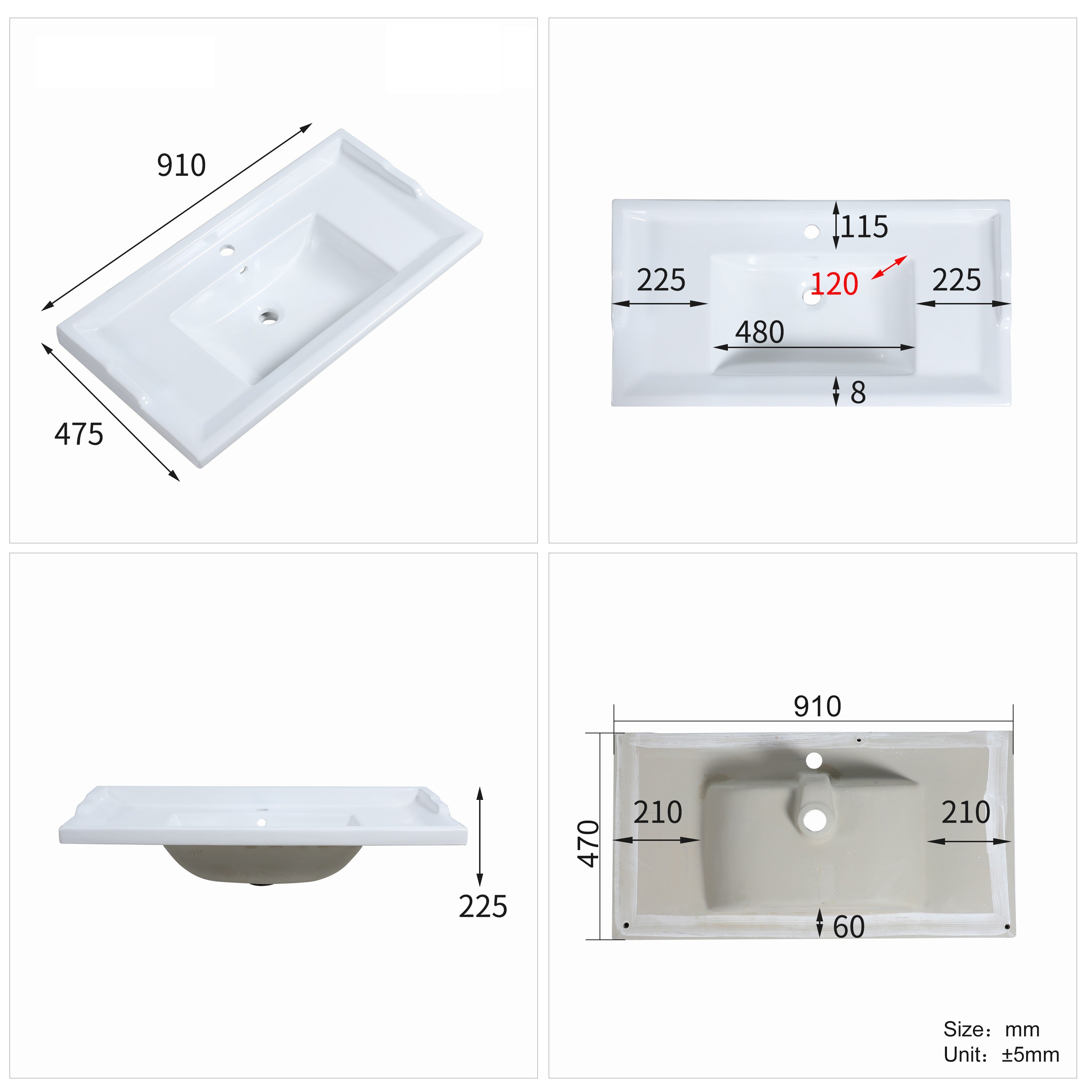 Eastbrook Hardwick wastafel 90x44 cm keramiek wit