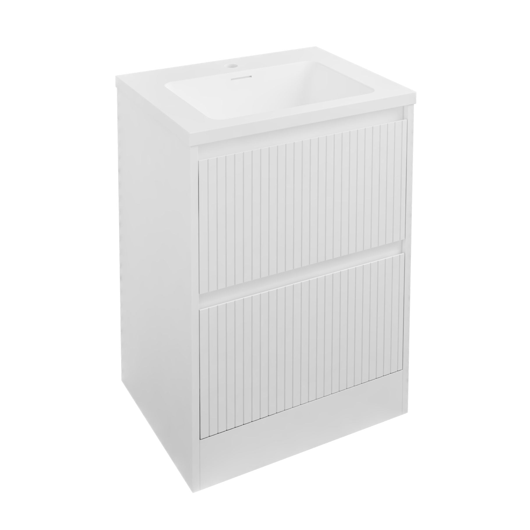 Eastbrook Stockton Staand Badmeubel 60x46 Cm Met Lades Gefreesd Front Hoogglans Wit