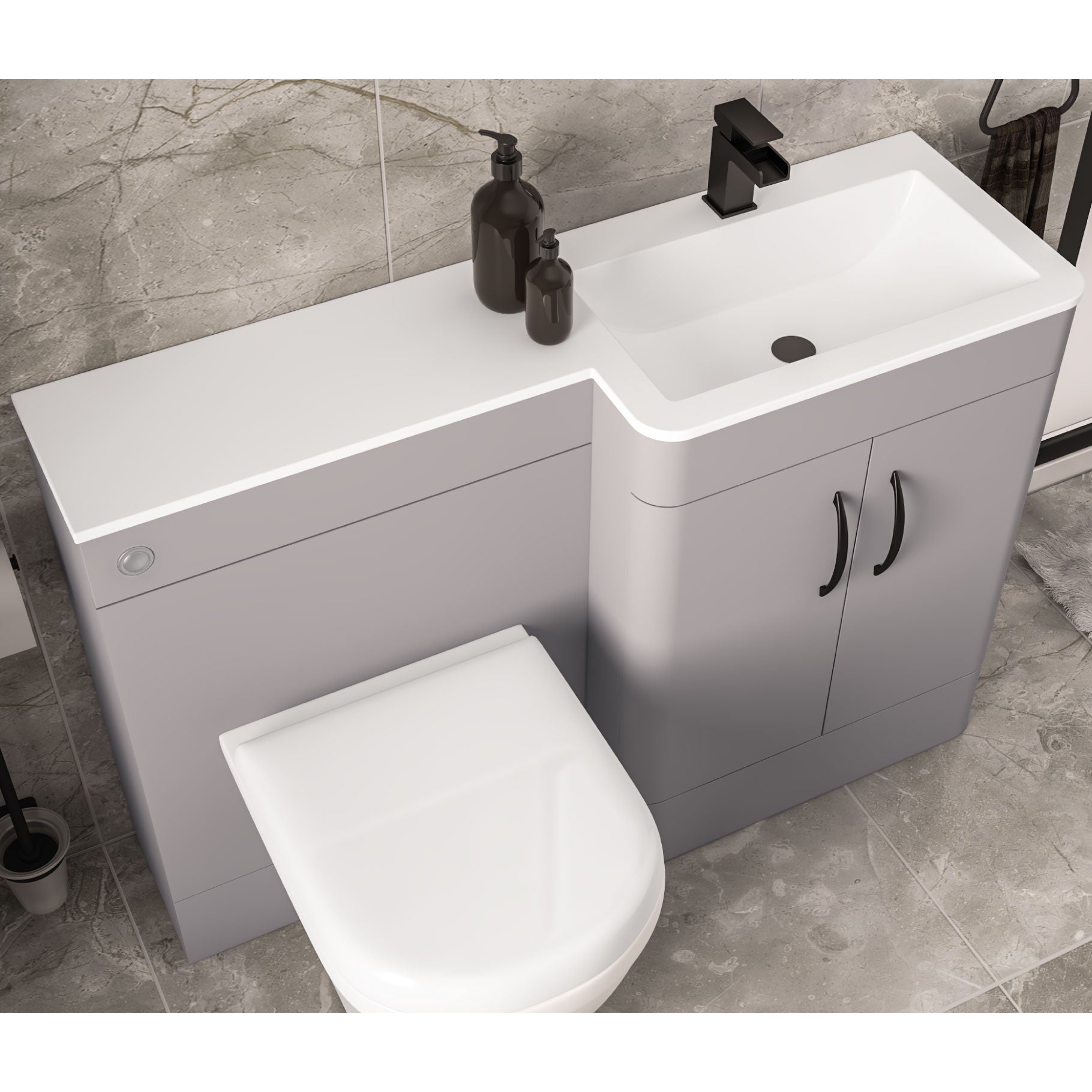 Eastbrook Chaddesley Wastafelblad 120x46 Cm Rechts Cast Marble Wit