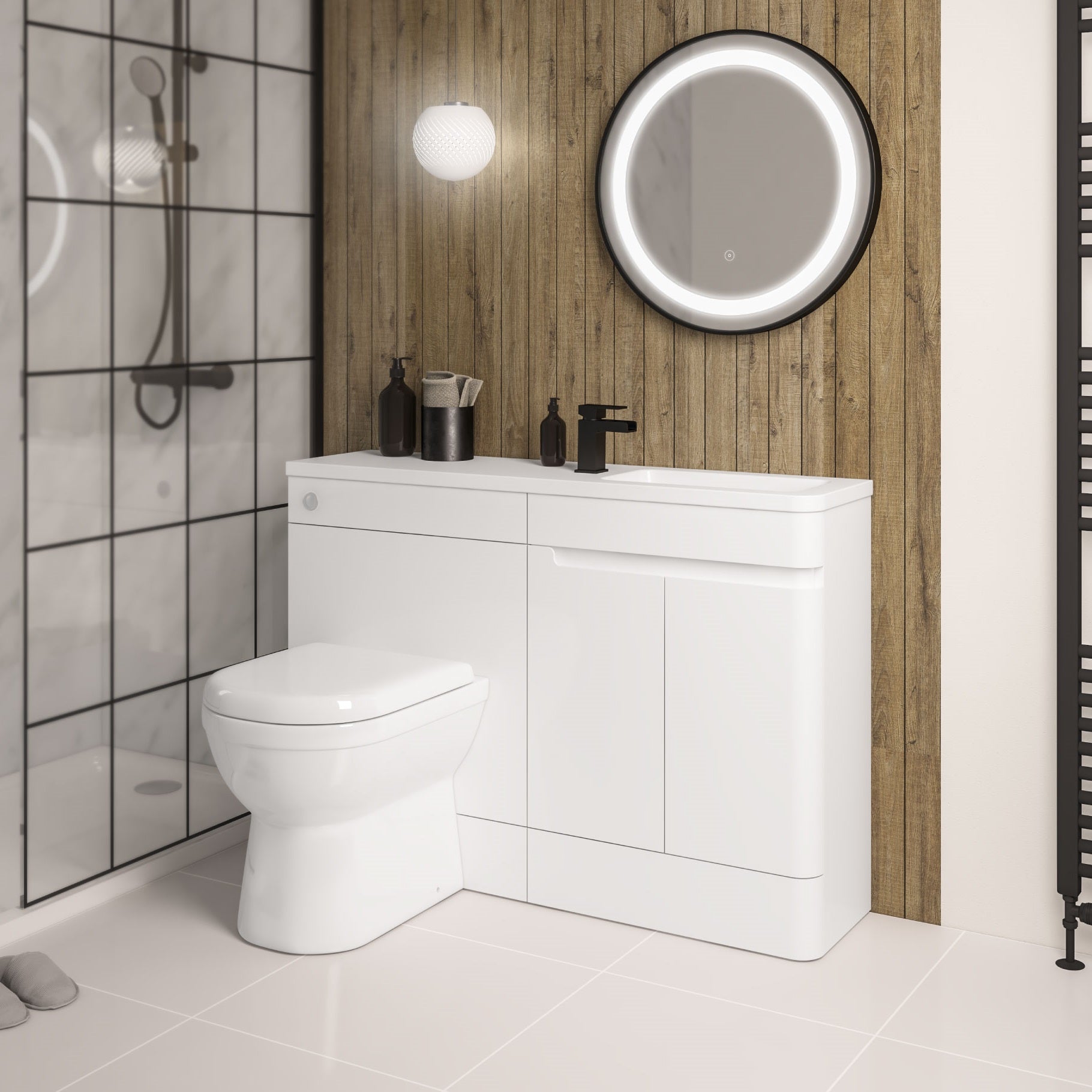 Eastbrook Arda Staand Badmeubel 60x46 Cm Rechts Met Deuren Hoogglans Wit