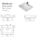Keramische wastafel Sharp 60x48x10cm