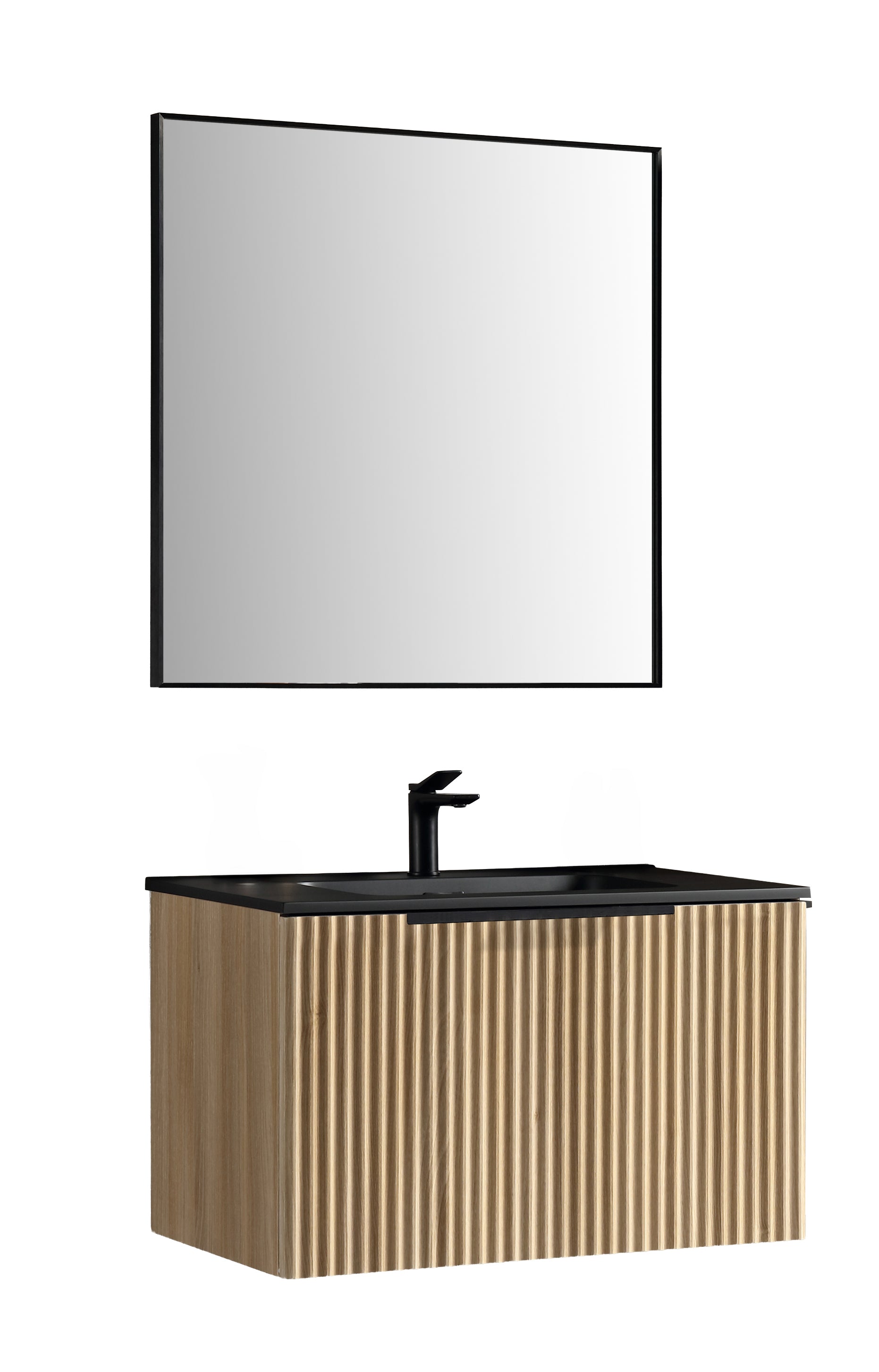 Ribbella badmeubel compleet 80 cm naturel eik/mat zwart