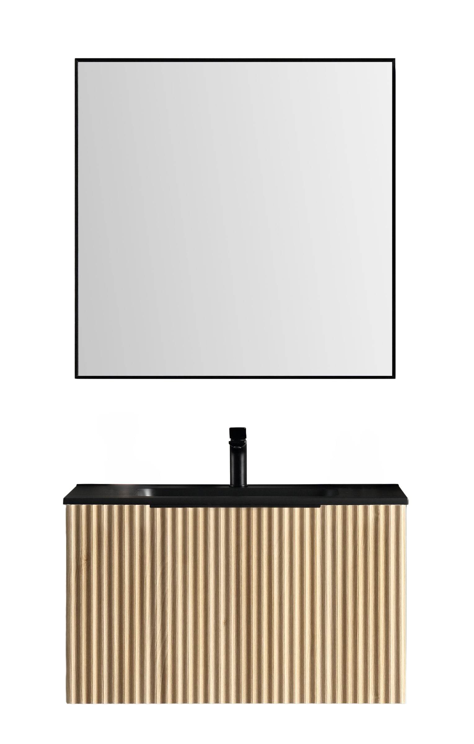 Ribbella badmeubel compleet 80 cm naturel eik/mat zwart