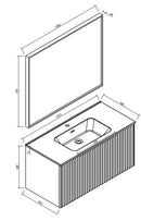 Ribbella badmeubel compleet 100 cm naturel eik/mat zwart - maattekening