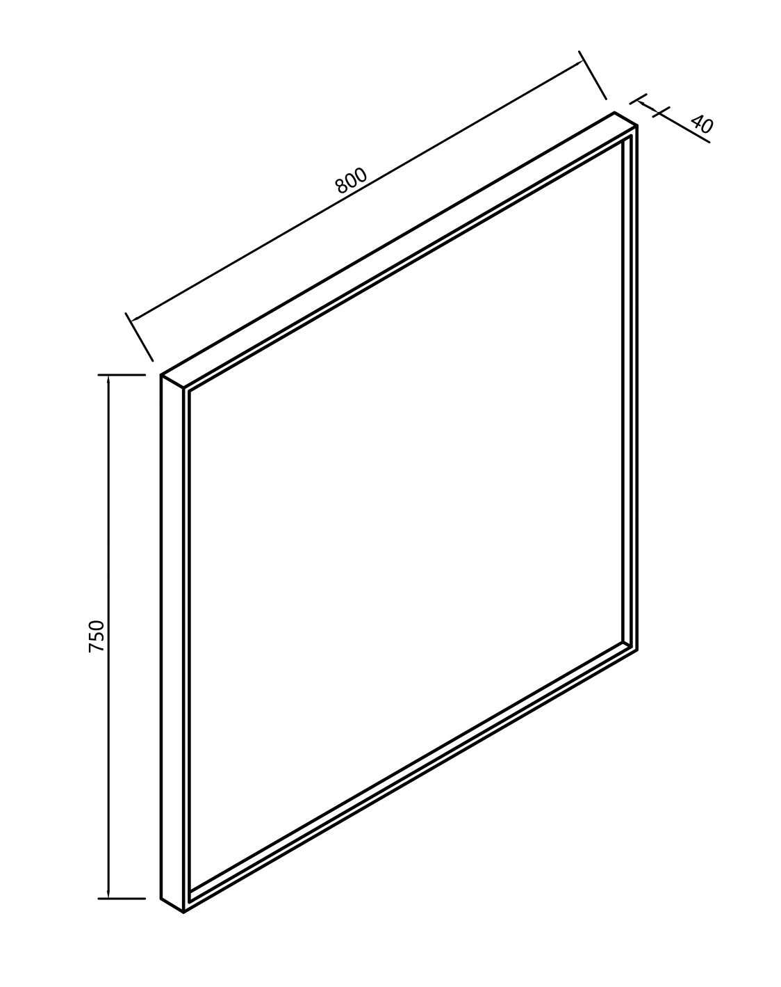 Maattekening Ribbella spiegel met frame 80 cm mat zwart