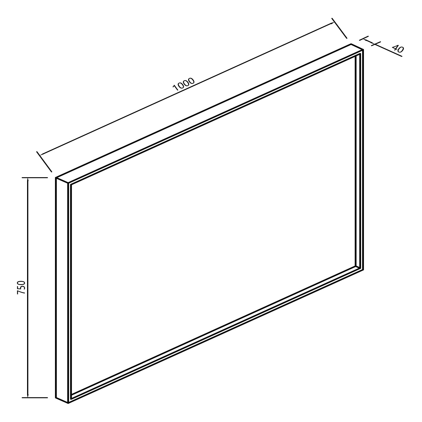 Maattekening Ribbella spiegel met frame 100 cm mat zwart