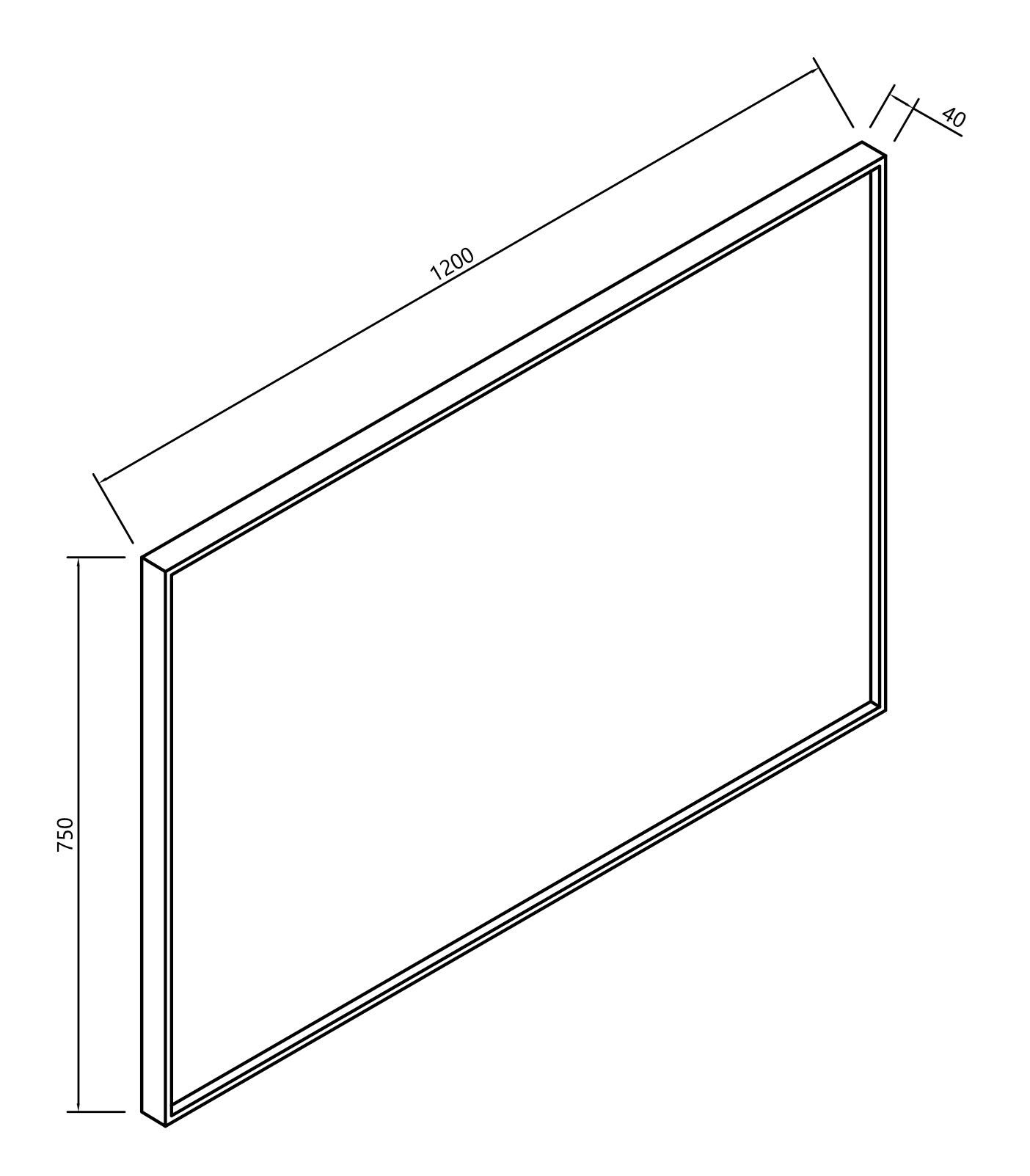 Maattekening Ribbella spiegel met frame 120 cm mat zwart
