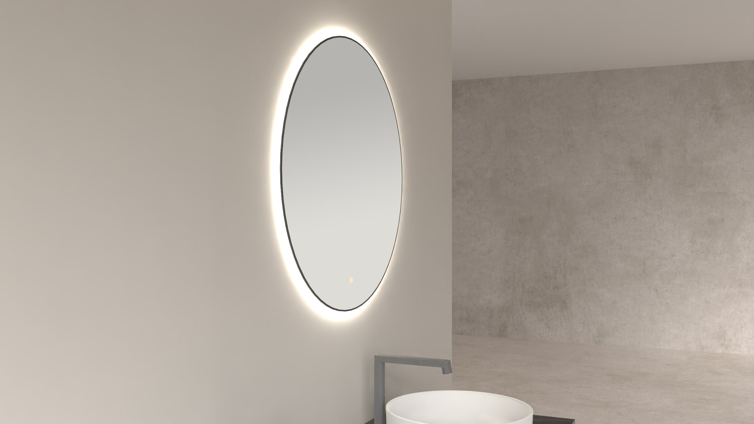 Wiesbaden Novi spiegel rond met LED, dimbaar 60 cm mat zwart