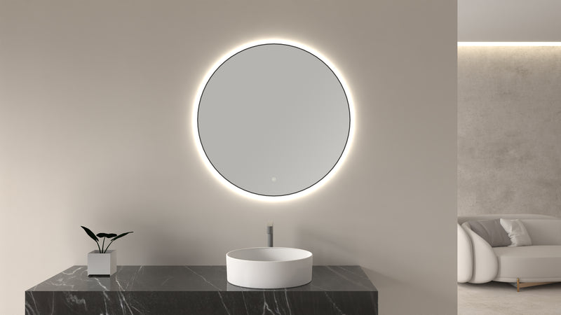 Novi spiegel rond met LED, dimbaar 60 cm mat zwart