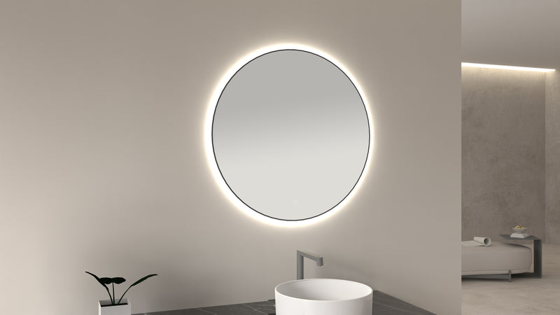 Novi spiegel rond met LED, dimbaar 60 cm mat zwart