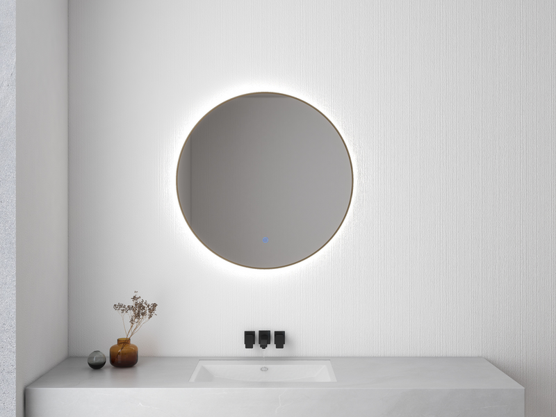 Novi spiegel rond met LED, dimbaar 60 cm geborsteld messing