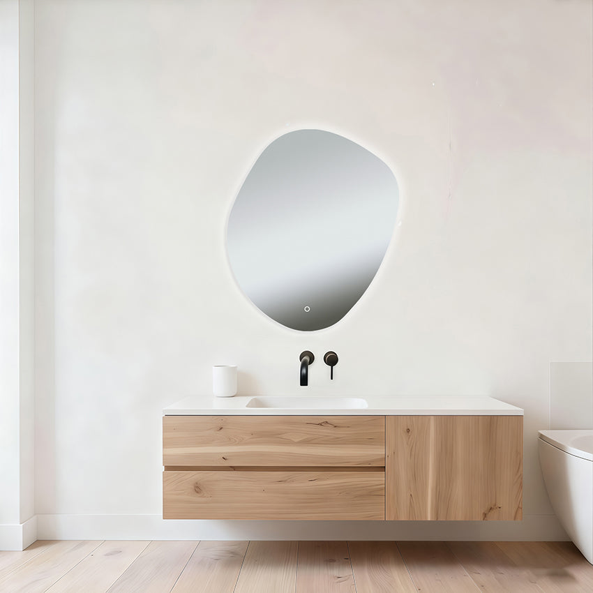 Wiesbaden Ellva spiegel organisch met LED, dimbaar en spiegelverwarming 100 x 120 cm