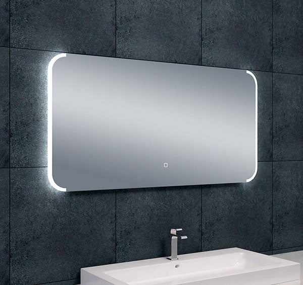 Bracket spiegel rechthoek met LED, dimbaar en spiegelverwarming 120 x 60 cm