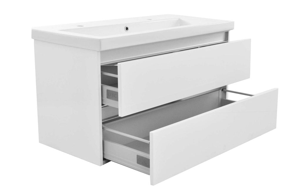 Vision onderkast met 2 laden 100 x 46 cm glans wit – Wiesbaden – Glans Wit – Badmeubelen | Dealplein