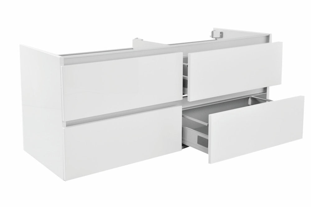 Vision onderkast met 4 laden 2 uitsparingen 120 x 46 cm glans wit – Wiesbaden – Glans Wit – Badmeubelen | Dealplein