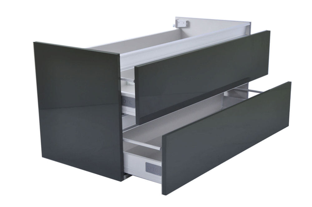 Vision onderkast met 2 laden 100 x 46 cm hoogglans grijs – Wiesbaden – Glans Grijs – Badmeubelen | Dealplein