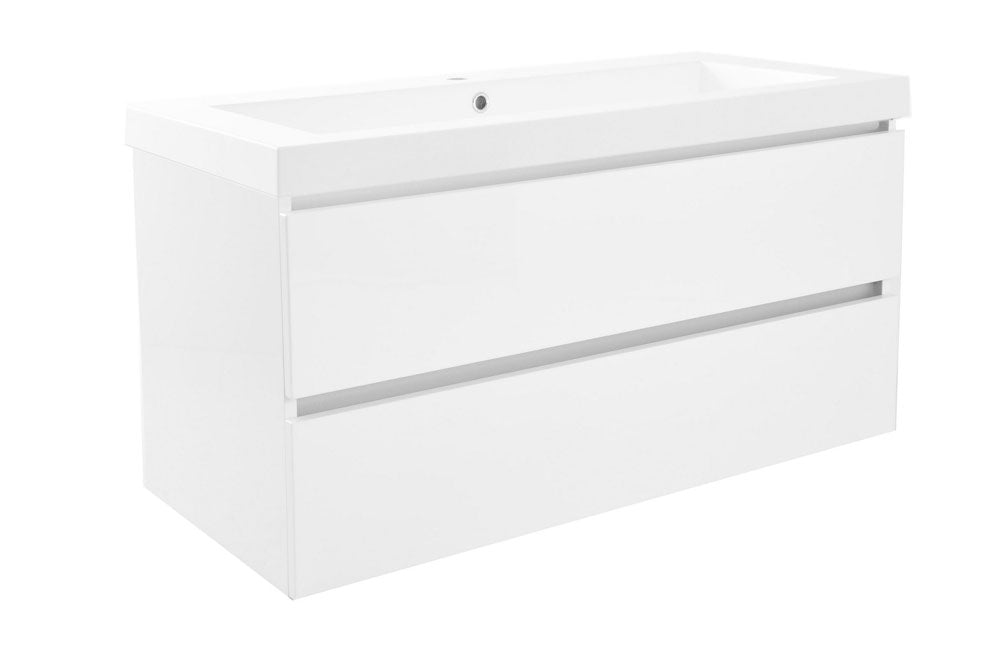 Vision wastafel enkel met 1 kraangat 100x46x5,5 cm kunstmarmer glans wit – Wiesbaden – Glans Wit – Meubelwastafel | Dealplein