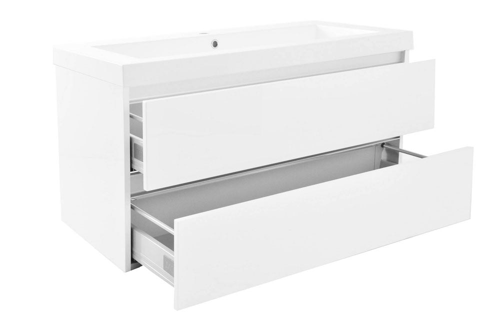 Vision wastafel enkel met 1 kraangat 100x46x5,5 cm kunstmarmer glans wit – Wiesbaden – Glans Wit – Meubelwastafel | Dealplein