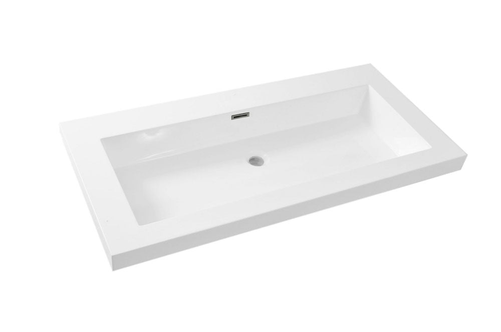 Vision wastafel enkel zonder kraangat 100x46x5,5 cm kunstmarmer glans wit – Wiesbaden – Glans Wit – Meubelwastafel | Dealplein