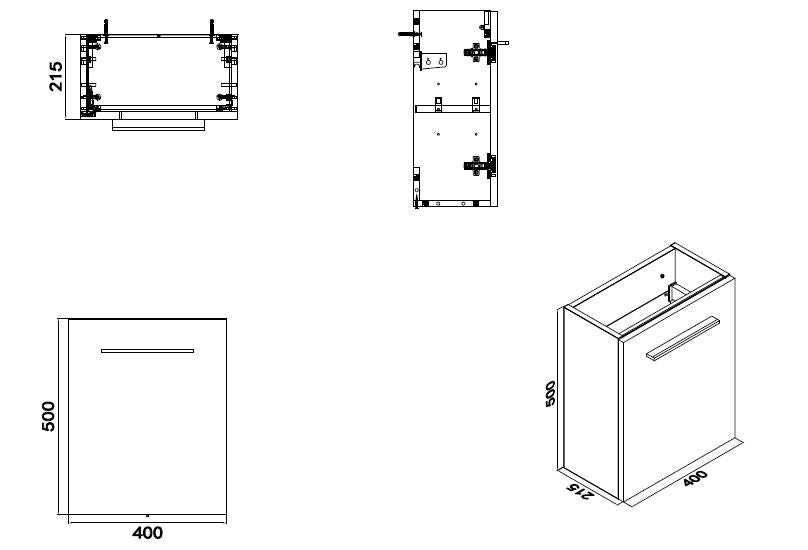 Zenti fonteinkast 40 x 22 cm glans wit maattekening – 40 × 22 cm | Dealplein