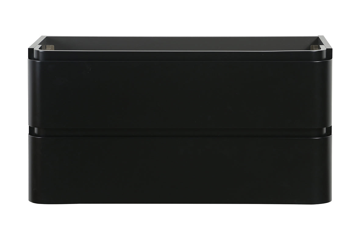 Wiesbaden Novira onderkast afgeronde hoeken met 2 laden 1 uitsparing 100 x 48 cm mat zwart