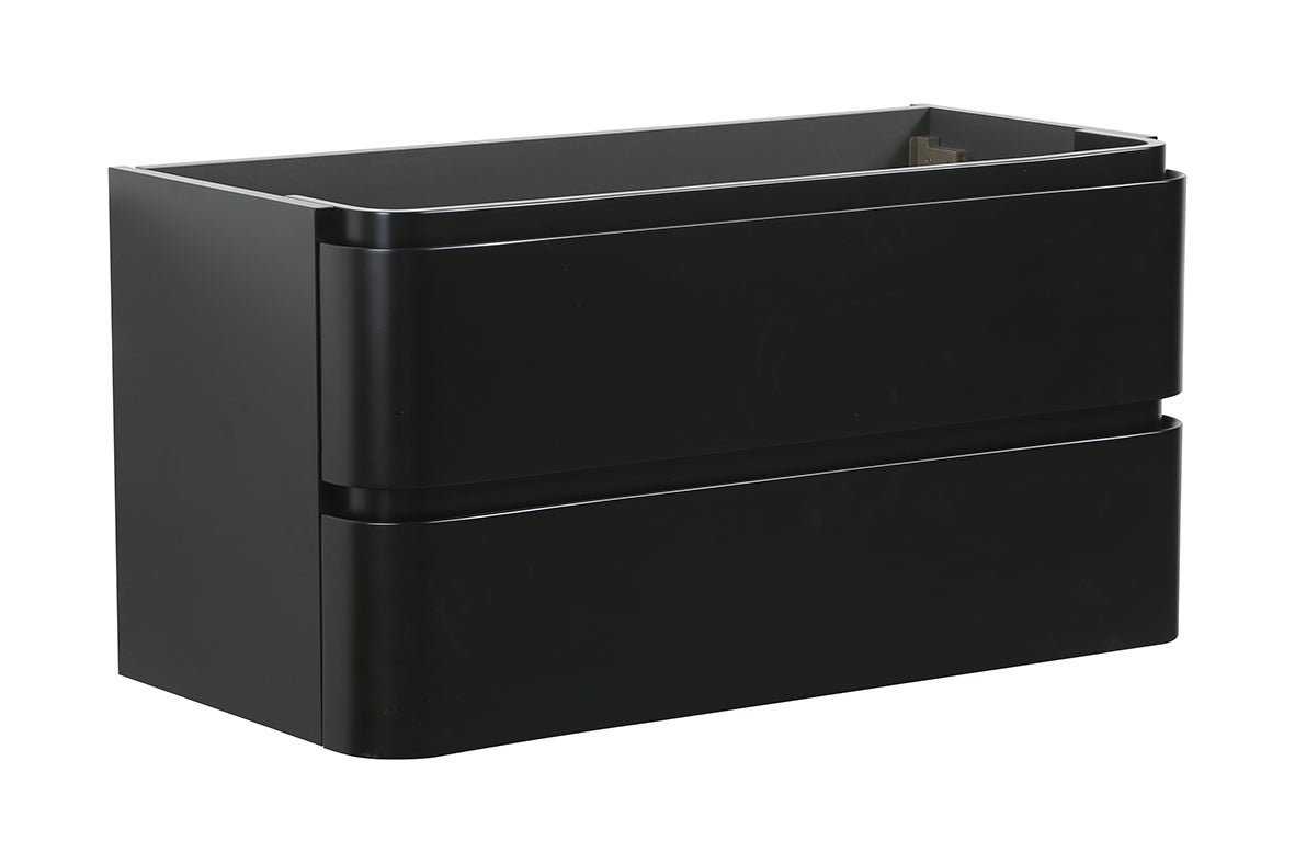 Novira onderkast afgeronde hoeken met 2 laden 1 uitsparing 120 x 48 cm mat zwart – Wiesbaden – Mat Zwart – Badmeubel | Dealplein