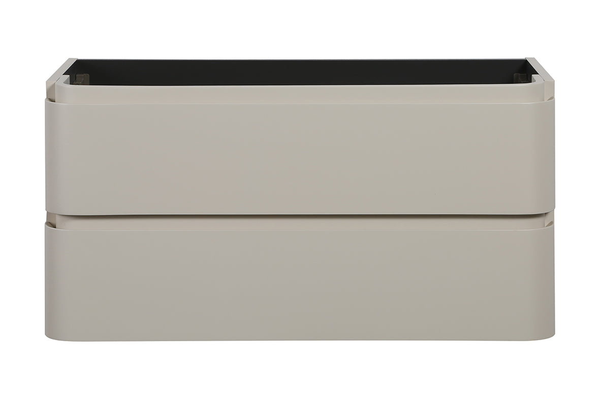Wiesbaden Novira onderkast afgeronde hoeken met 2 laden 1 uitsparing 100 x 48 cm mat zand