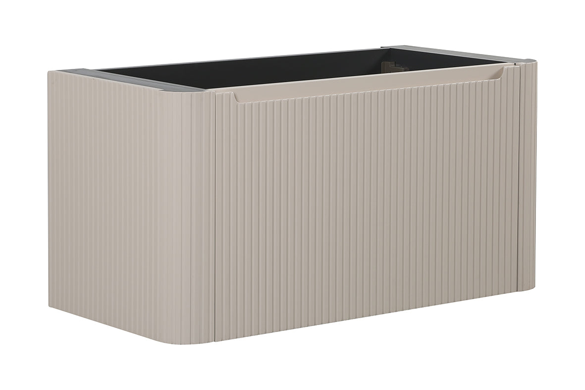 Wiesbaden Sulora onderkast afgeronde hoeken geribbeld met 1 lade 1 uitsparing 80 x 48 cm mat beige