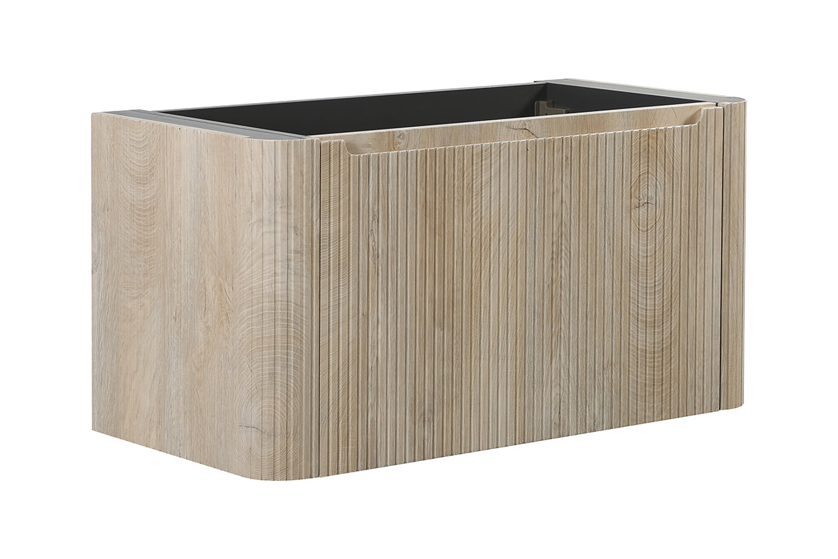 Wiesbaden Sulora onderkast afgeronde hoeken geribbeld met 1 lade 1 uitsparing 80 x 48 cm licht eiken