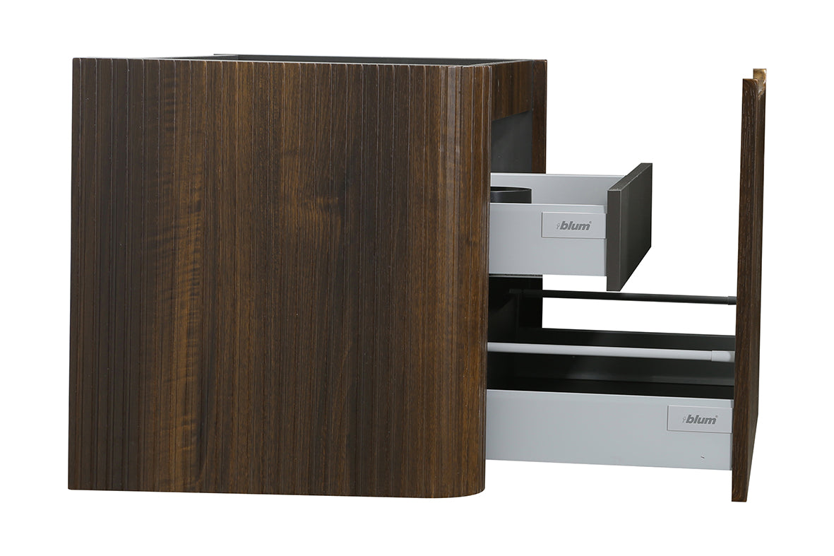 Wiesbaden Sulora onderkast afgeronde hoeken geribbeld met 1 lade 1 uitsparing 100 x 48 cm walnoot