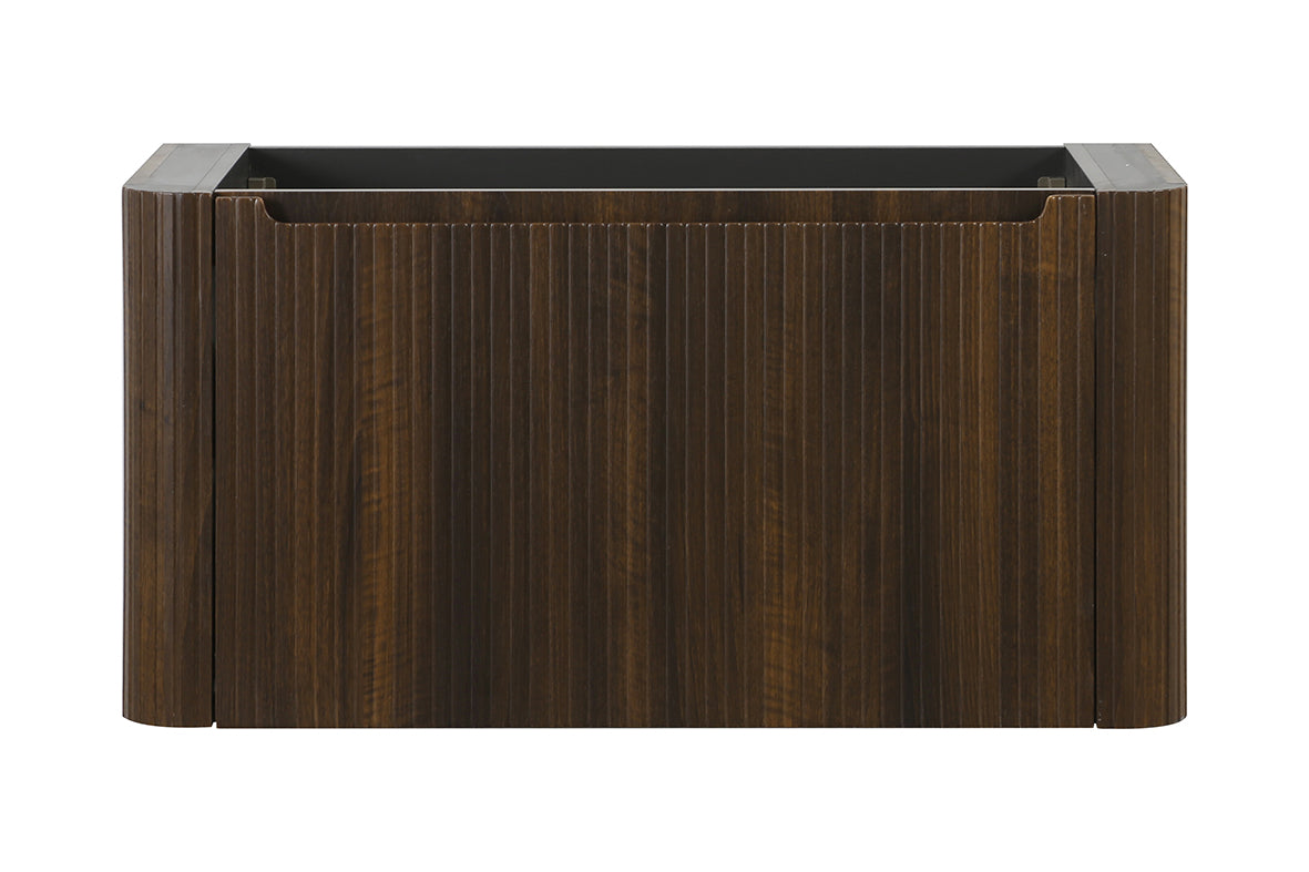 Wiesbaden Sulora onderkast afgeronde hoeken geribbeld met 1 lade 1 uitsparing 120 x 48 cm walnoot