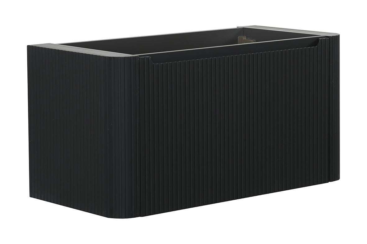 Sulora onderkast afgeronde hoeken geribbeld met 1 lade 1 uitsparing 120 x 48 cm mat zwart – Wiesbaden – Mat Zwart – Badmeubel | Dealplein