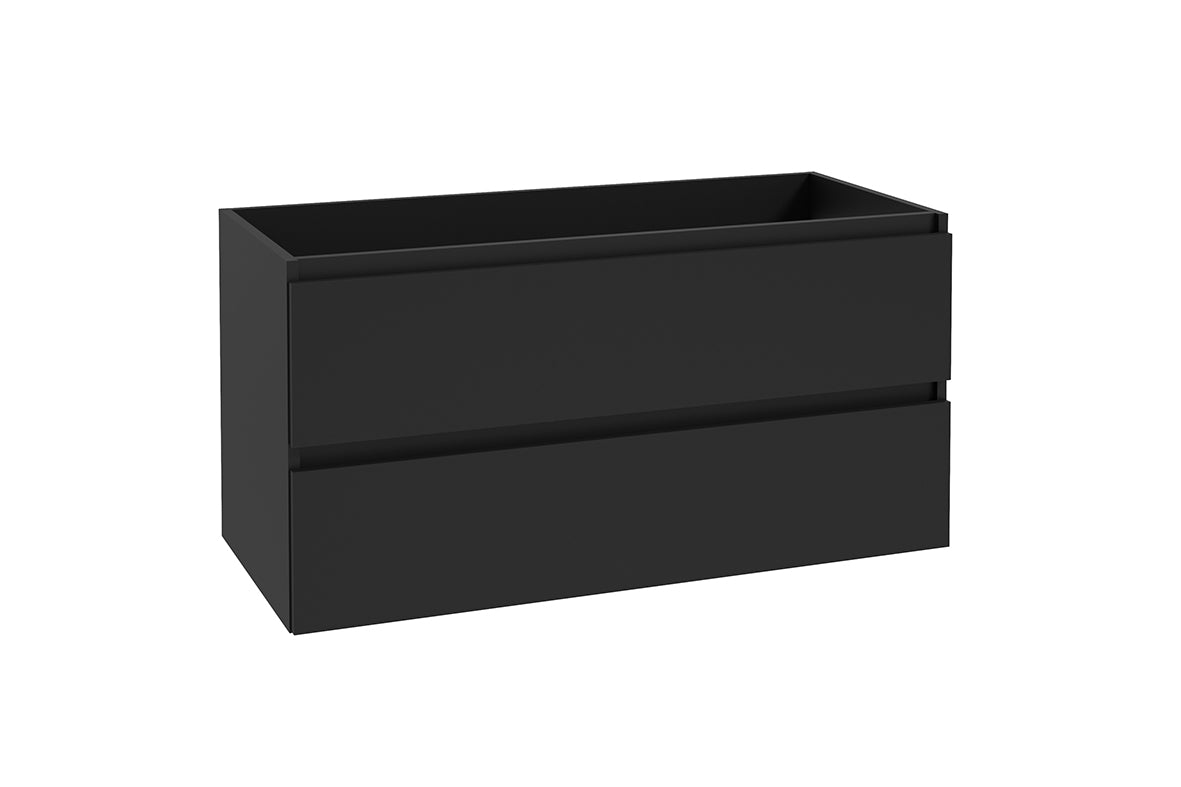 Alvara onderkast met 2 laden 1 uitsparing 100 x 46 cm mat zwart – Wiesbaden – Mat Zwart – Badmeubel | Dealplein