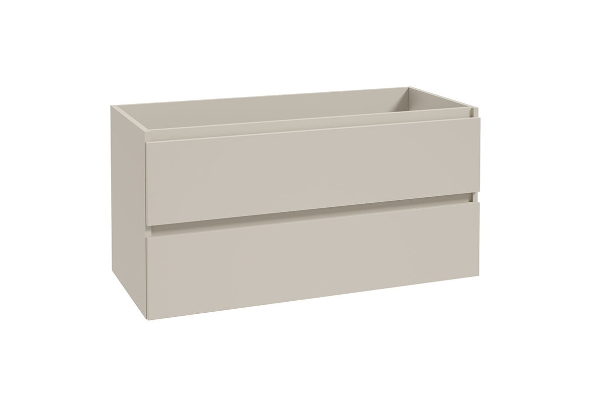 Alvara onderkast met 2 laden 1 uitsparing 100 x 46 cm cashmere – Wiesbaden – Cashmere – Badmeubel | Dealplein