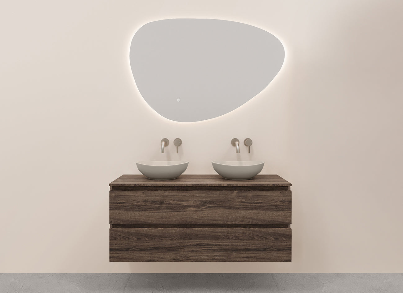 Alvara onderkast met 2 laden 2 uitsparingen 120 x 46 cm donker eiken – Wiesbaden – Donker Eiken – Badmeubel | Dealplein