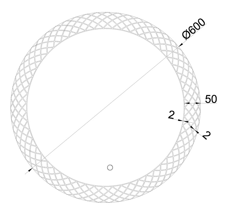 Maattekening Wiesbaden Deco spiegel rond met LED, dimbaar 60 cm