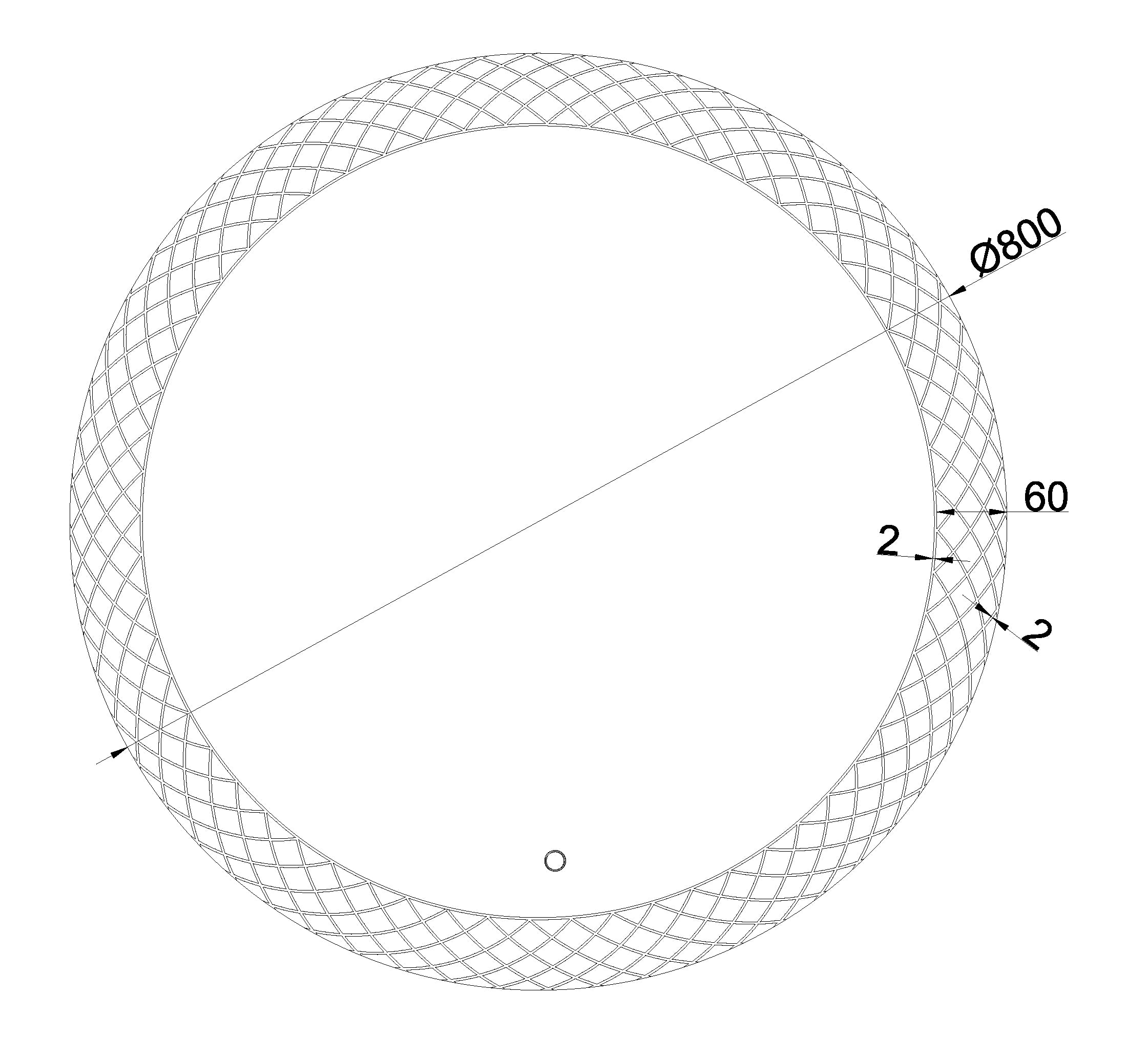 Maattekening Wiesbaden Deco spiegel rond met LED, dimbaar 80 cm