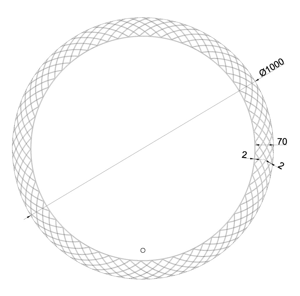 Maattekening Wiesbaden Deco spiegel rond met LED, dimbaar 100 cm