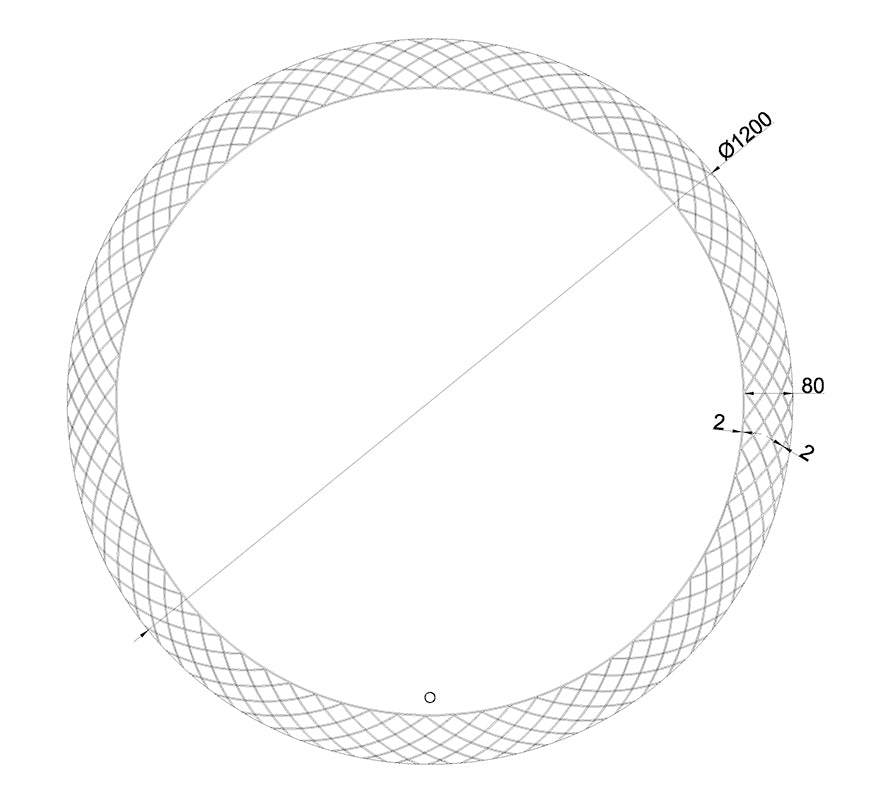 Maattekening Wiesbaden Deco spiegel rond met LED, dimbaar 120 cm