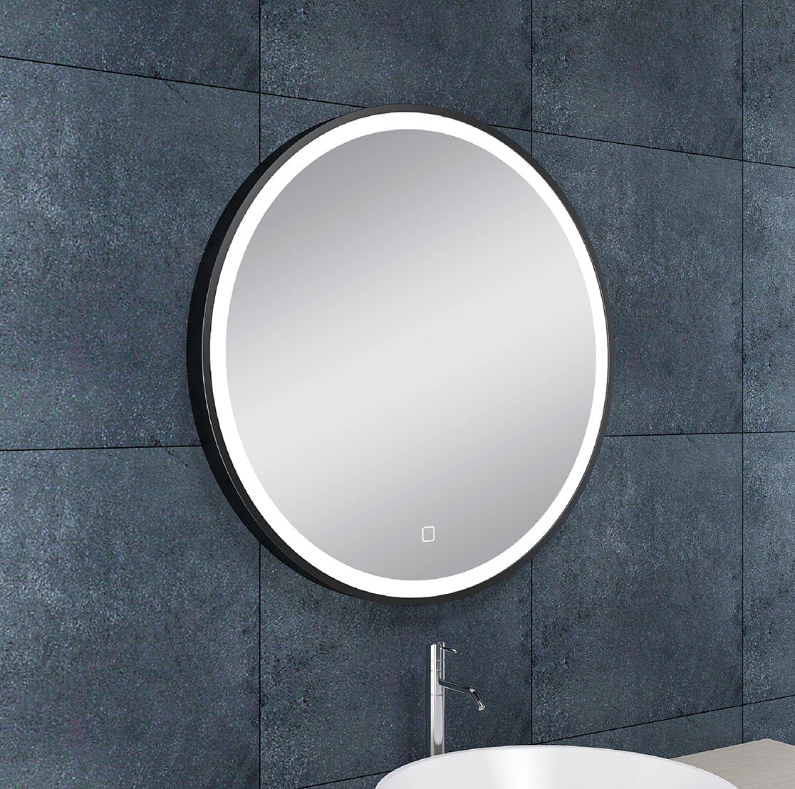 Badkamerspiegel Maro En Ø 60 cm Mat Zwart — met LED-verlichting