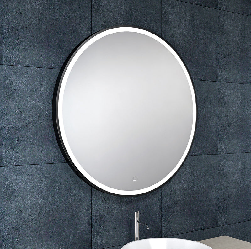 Maro spiegel rond met LED, dimbaar en spiegelverwarming 80 cm mat zwart